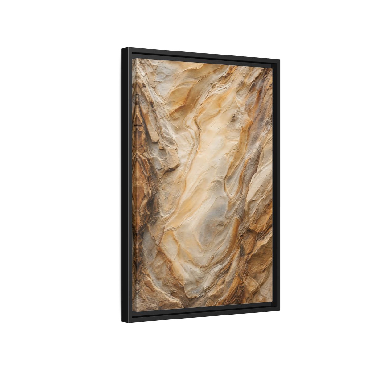 Nature Rock Formation Brown and Tan Framed Canvas Wall Art shown as canvas wall art