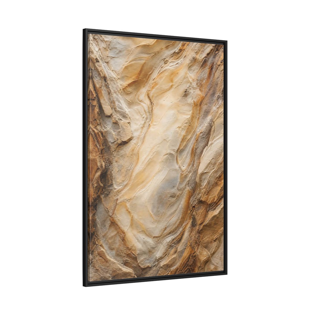 Nature Rock Formation Brown and Tan Framed Canvas Wall Art shown as canvas wall art