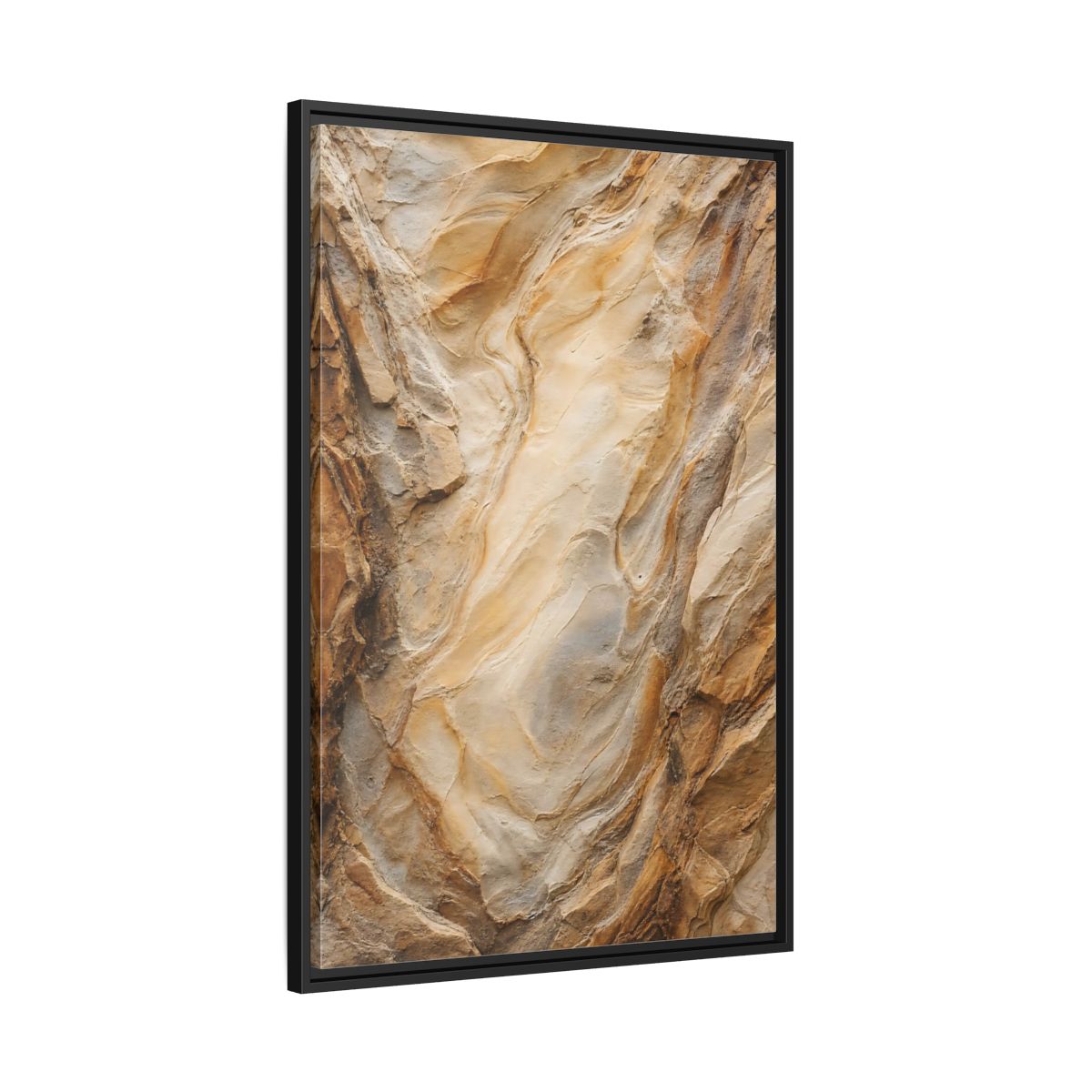 Nature Rock Formation Brown and Tan Framed Canvas Wall Art shown as canvas wall art