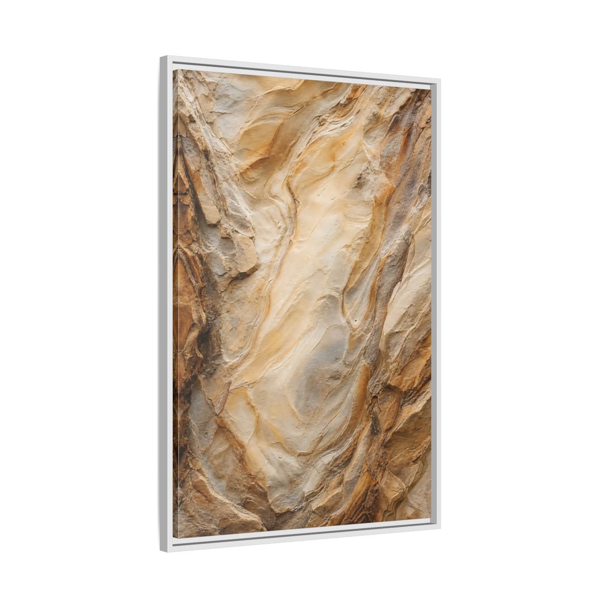 Nature Rock Formation Brown and Tan Framed Canvas Wall Art shown as canvas wall art