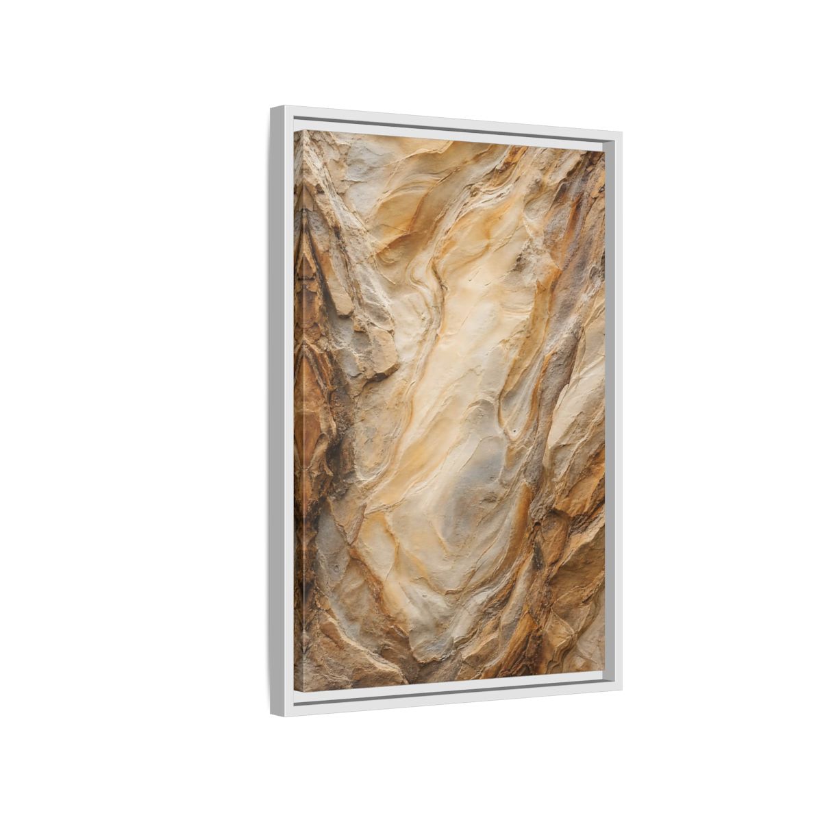 Nature Rock Formation Brown and Tan Framed Canvas Wall Art shown as canvas wall art