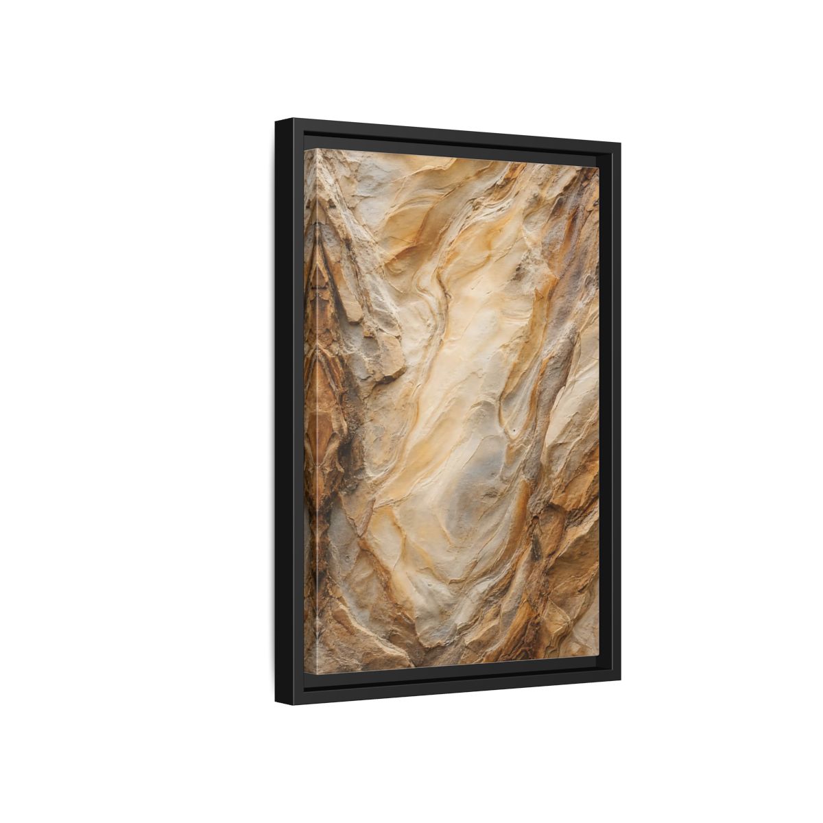 Nature Rock Formation Brown and Tan Framed Canvas Wall Art shown as canvas wall art