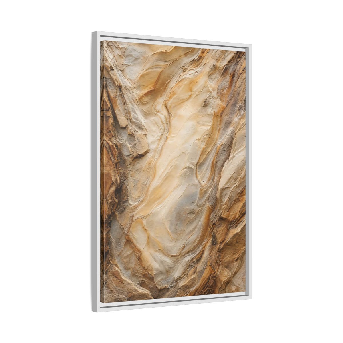 Nature Rock Formation Brown and Tan Framed Canvas Wall Art shown as canvas wall art