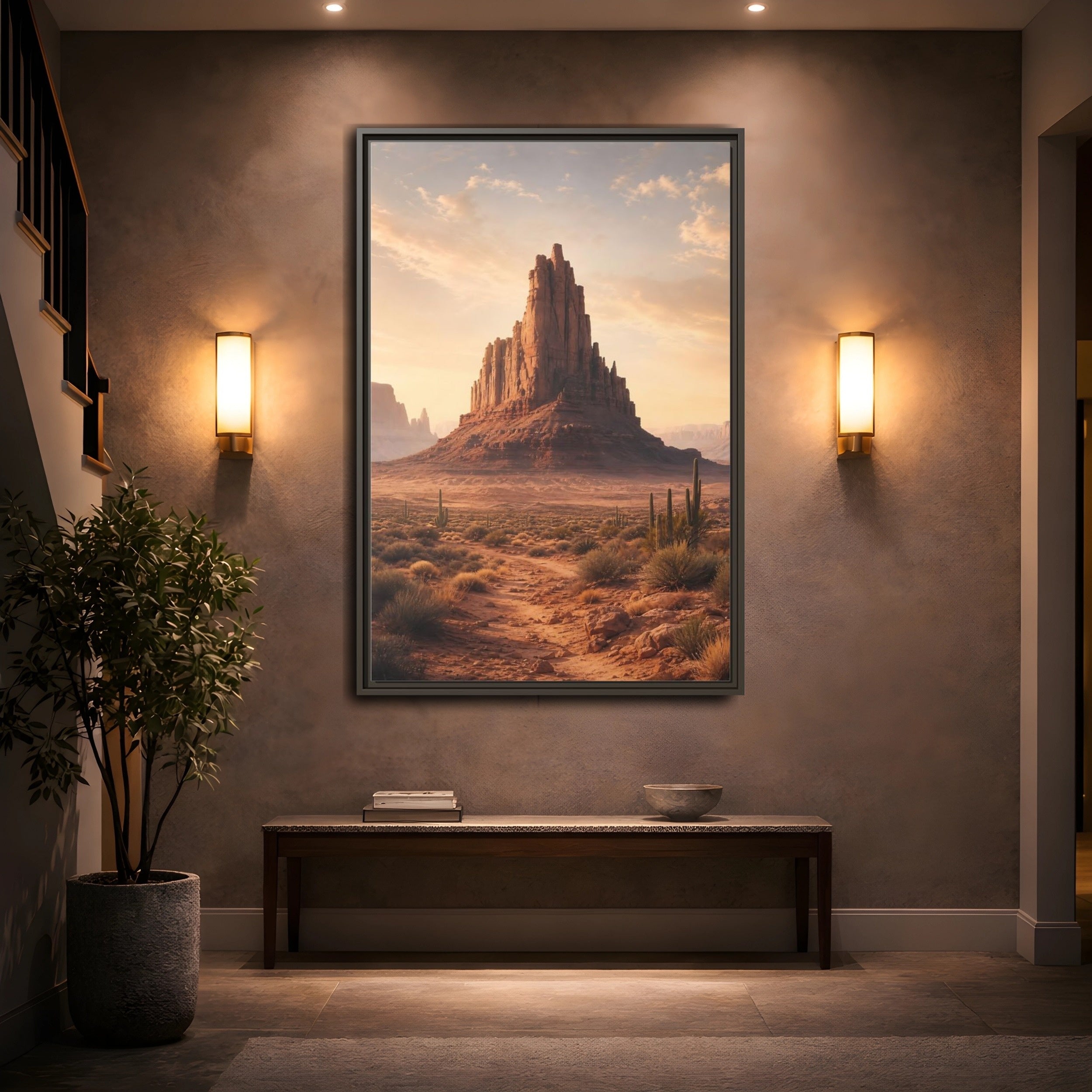 Mockup 2. Nature Rock Formation Desert Rock Landscape shown as stretched canvas wall art