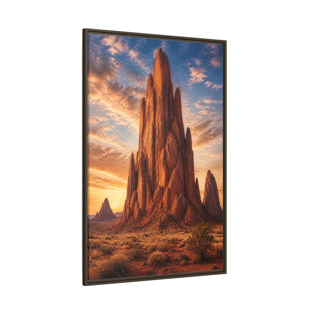 Side Mockup 8. Nature Rock Formation Orange Blue Desert shown as stretched canvas wall art