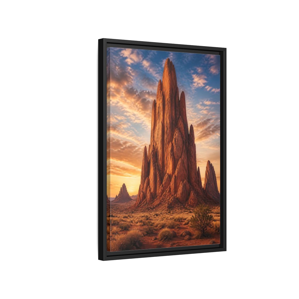 Side Mockup 3. Nature Rock Formation Orange Blue Desert shown as stretched canvas wall art