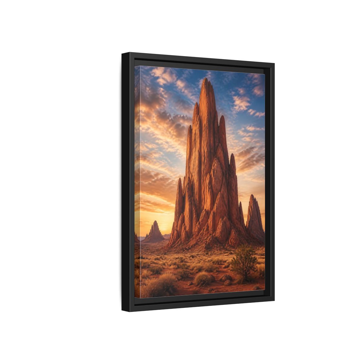Side Mockup 6. Nature Rock Formation Orange Blue Desert shown as stretched canvas wall art