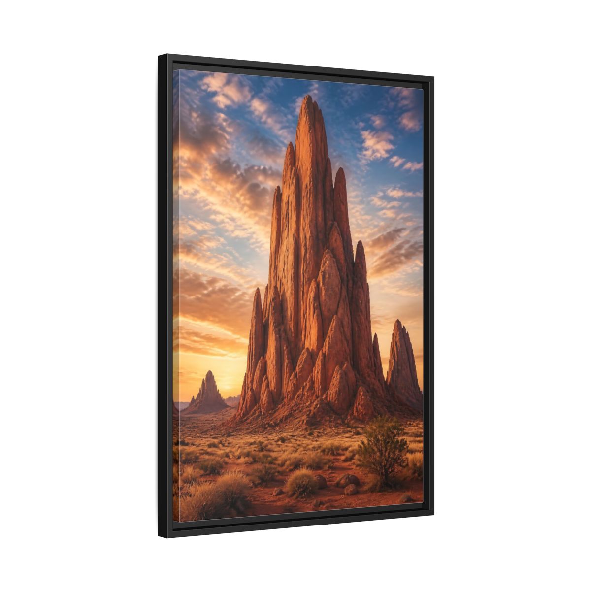 Side Mockup 14. Nature Rock Formation Orange Blue Desert shown as stretched canvas wall art