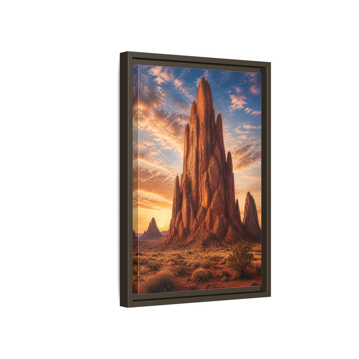 Side Mockup 5. Nature Rock Formation Orange Blue Desert shown as stretched canvas wall art