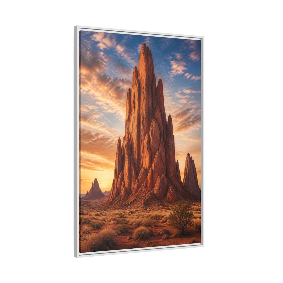 Side Mockup 7. Nature Rock Formation Orange Blue Desert shown as stretched canvas wall art