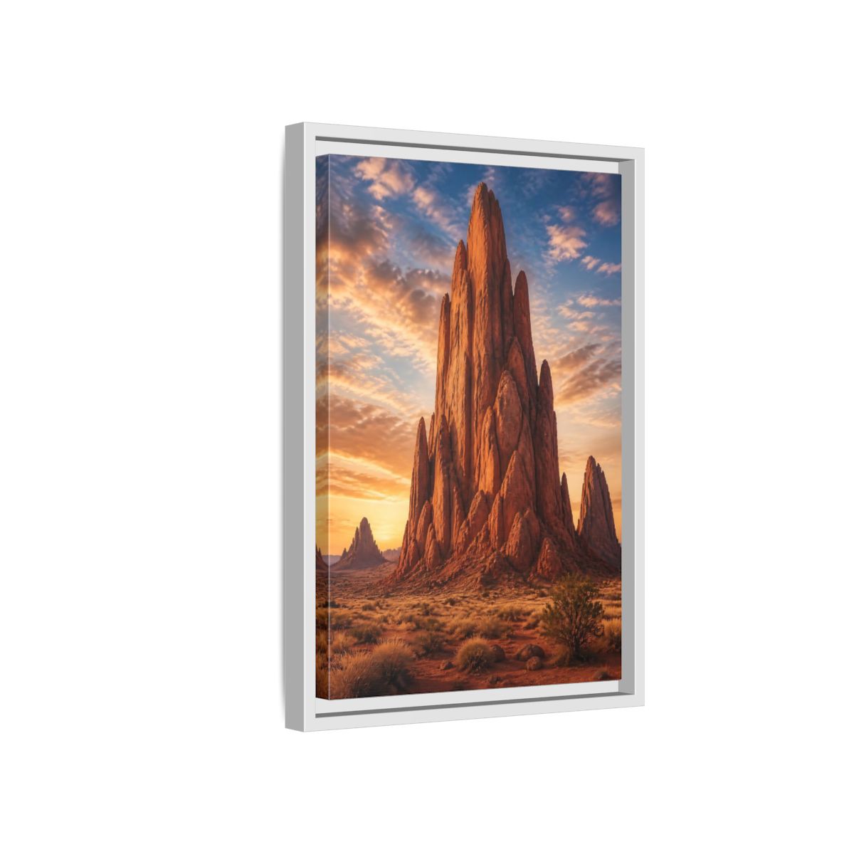 Side Mockup 4. Nature Rock Formation Orange Blue Desert shown as stretched canvas wall art