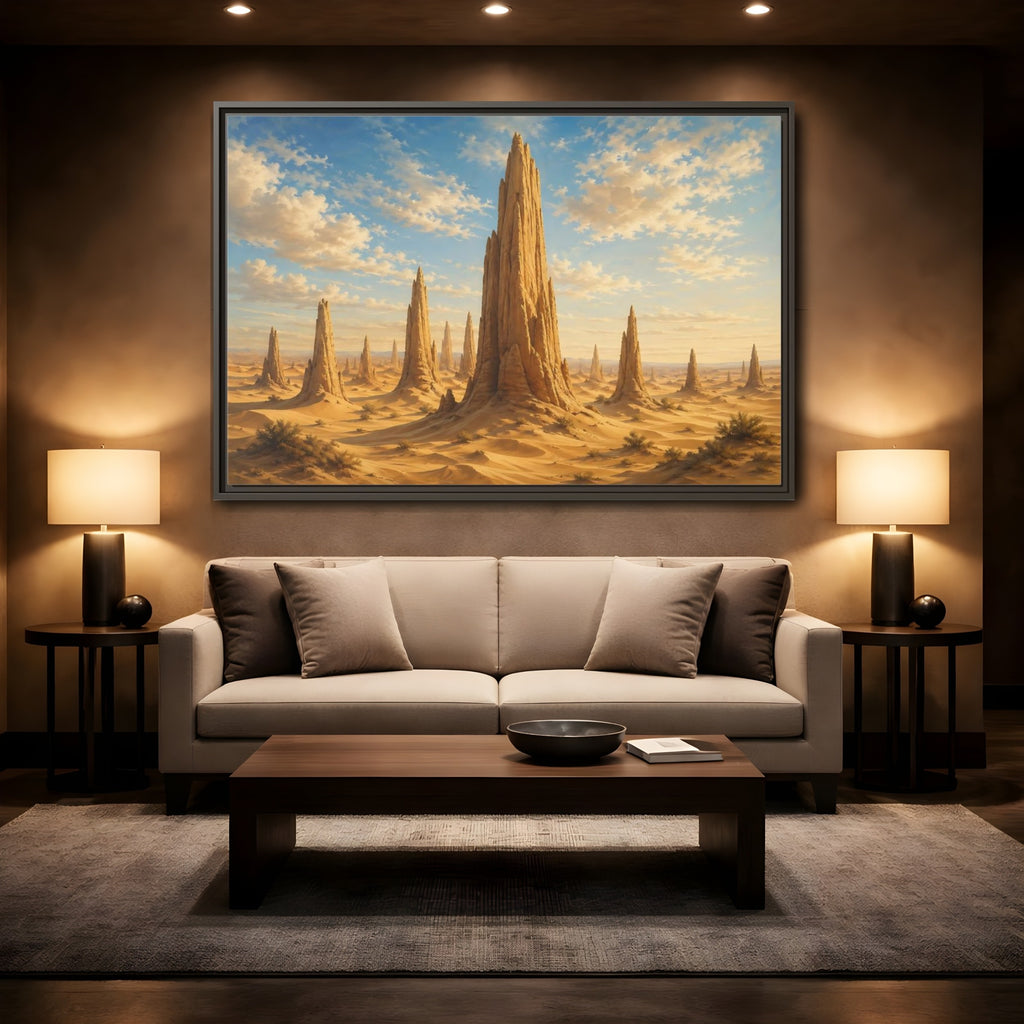 Mockup 2. Nature Rock Formations Desert Rock Landscape shown as stretched canvas wall art