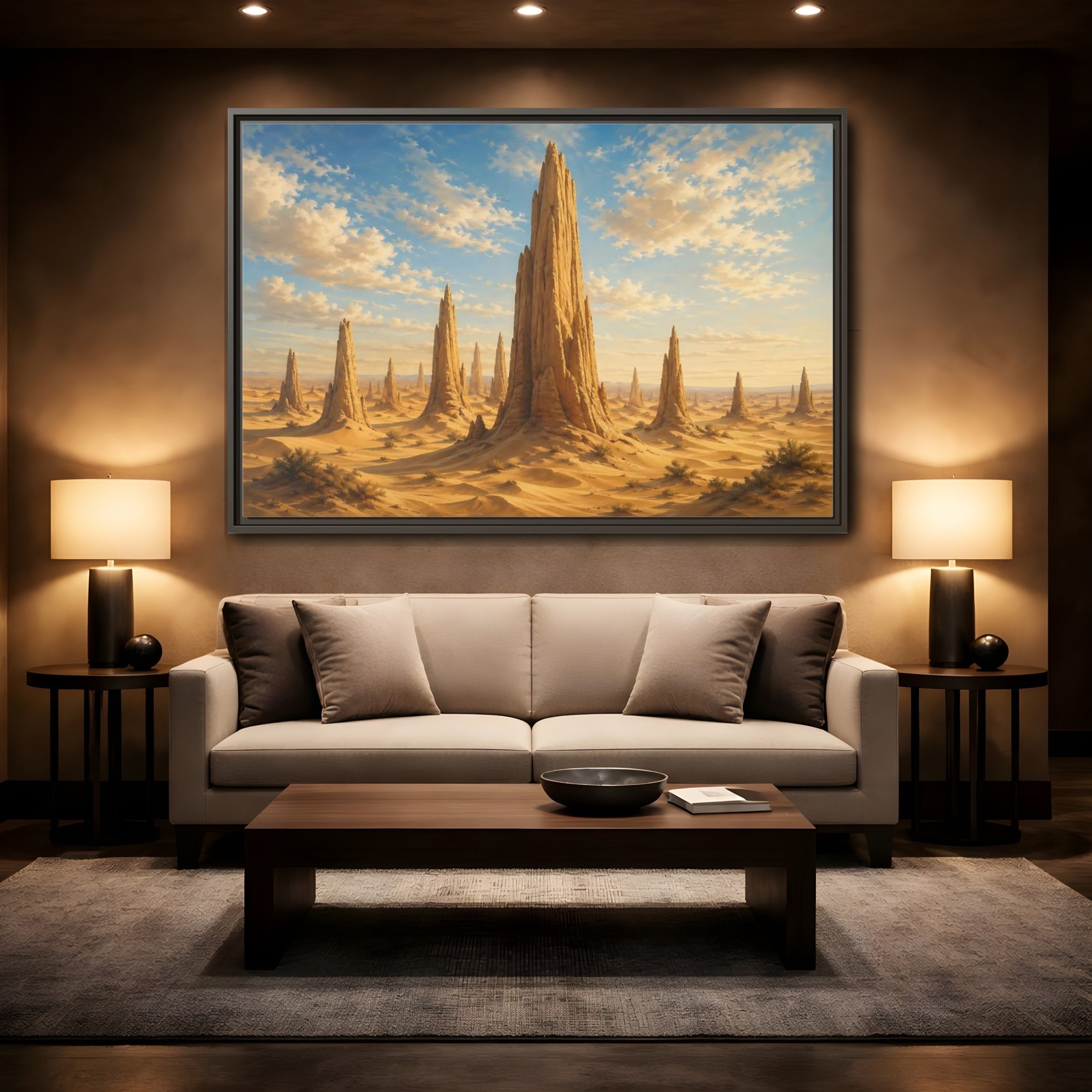 Mockup 2. Nature Rock Formations Desert Rock Landscape shown as stretched canvas wall art