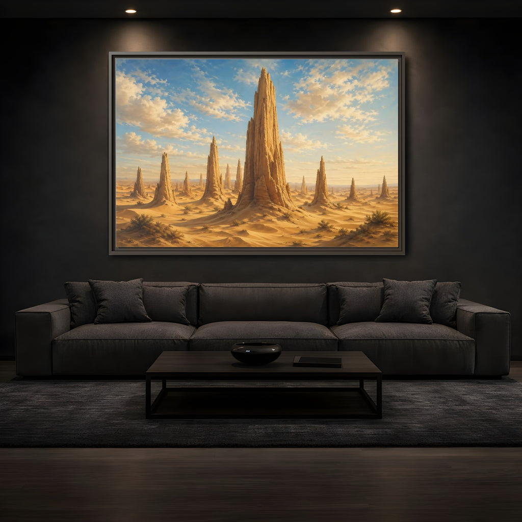 Mockup 3. Nature Rock Formations Desert Rock Landscape shown as stretched canvas wall art