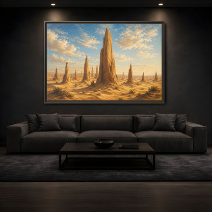 Mockup 3. Nature Rock Formations Desert Rock Landscape shown as stretched canvas wall art