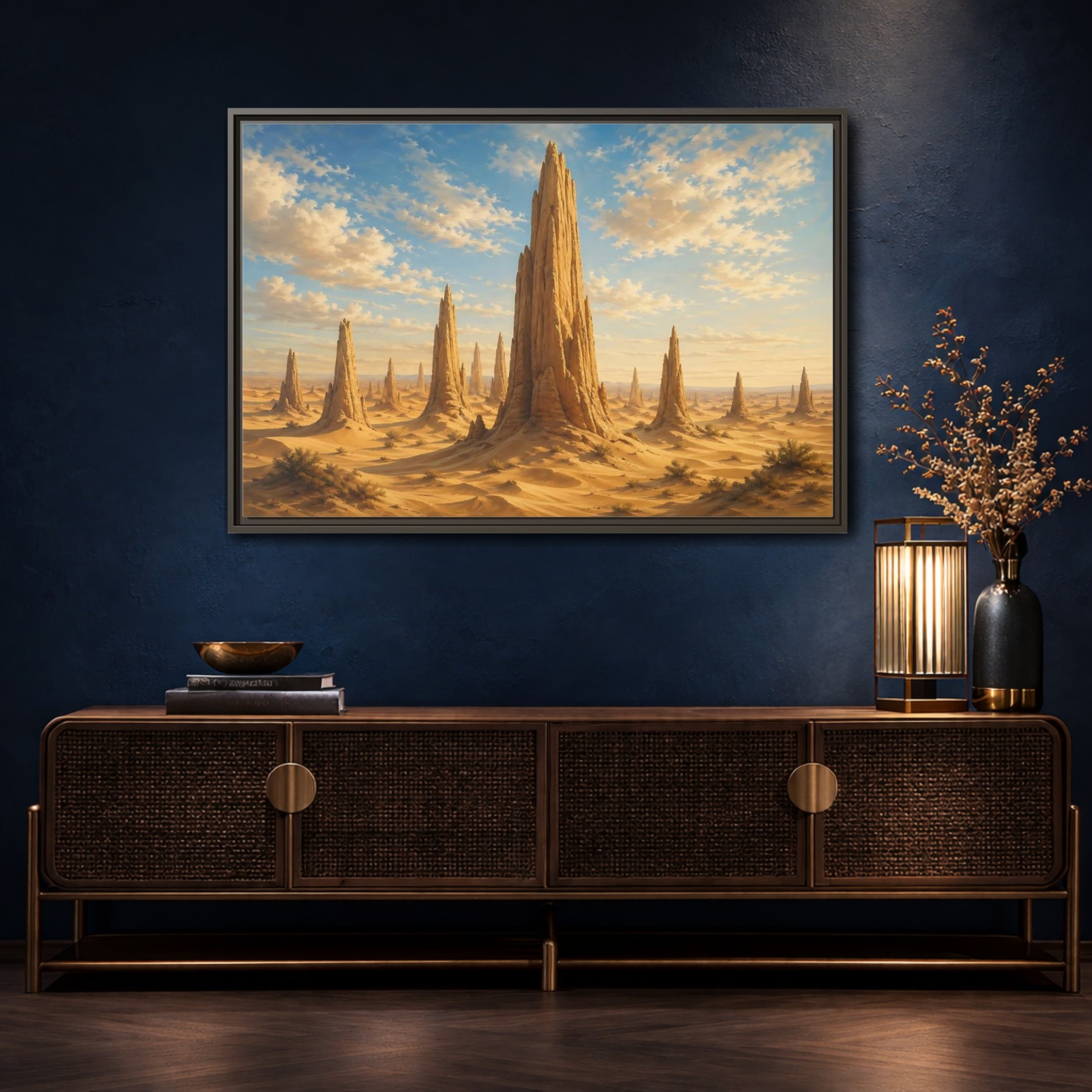 Mockup 4. Nature Rock Formations Desert Rock Landscape shown as stretched canvas wall art