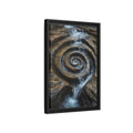 Side Mockup 6. Nature Rock Spiral Brown And Blue Nature shown as stretched canvas wall art