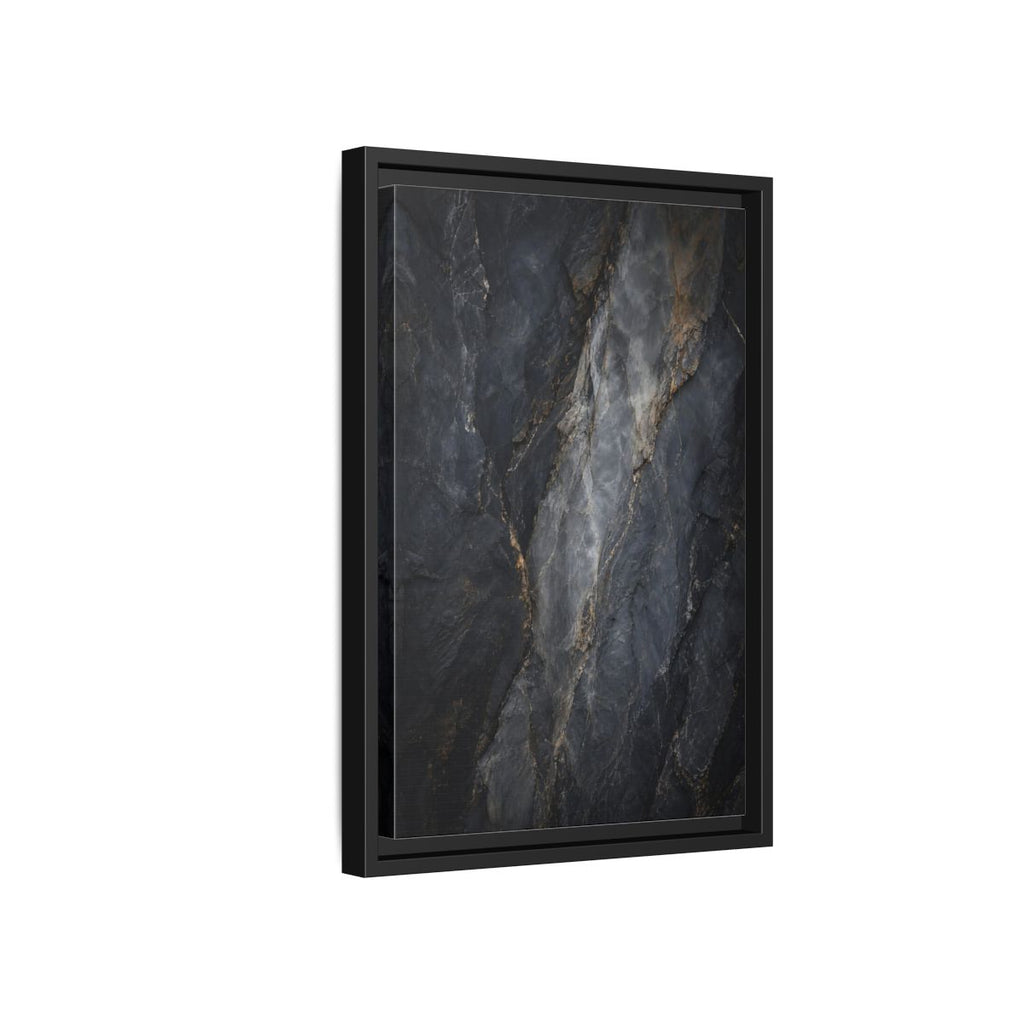 Side Mockup 6. Nature Rock Texture Dark Grey And Gold shown as stretched canvas wall art