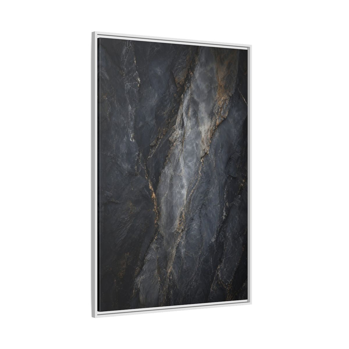 Side Mockup 7. Nature Rock Texture Dark Grey And Gold shown as stretched canvas wall art