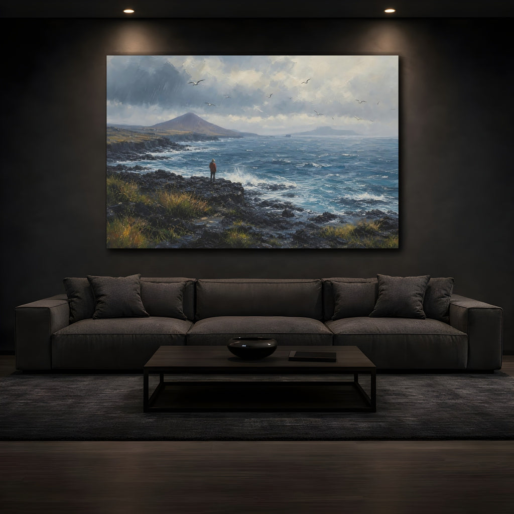 Mockup 3. Nature Rocky Coast Blue Coast shown as stretched canvas wall art