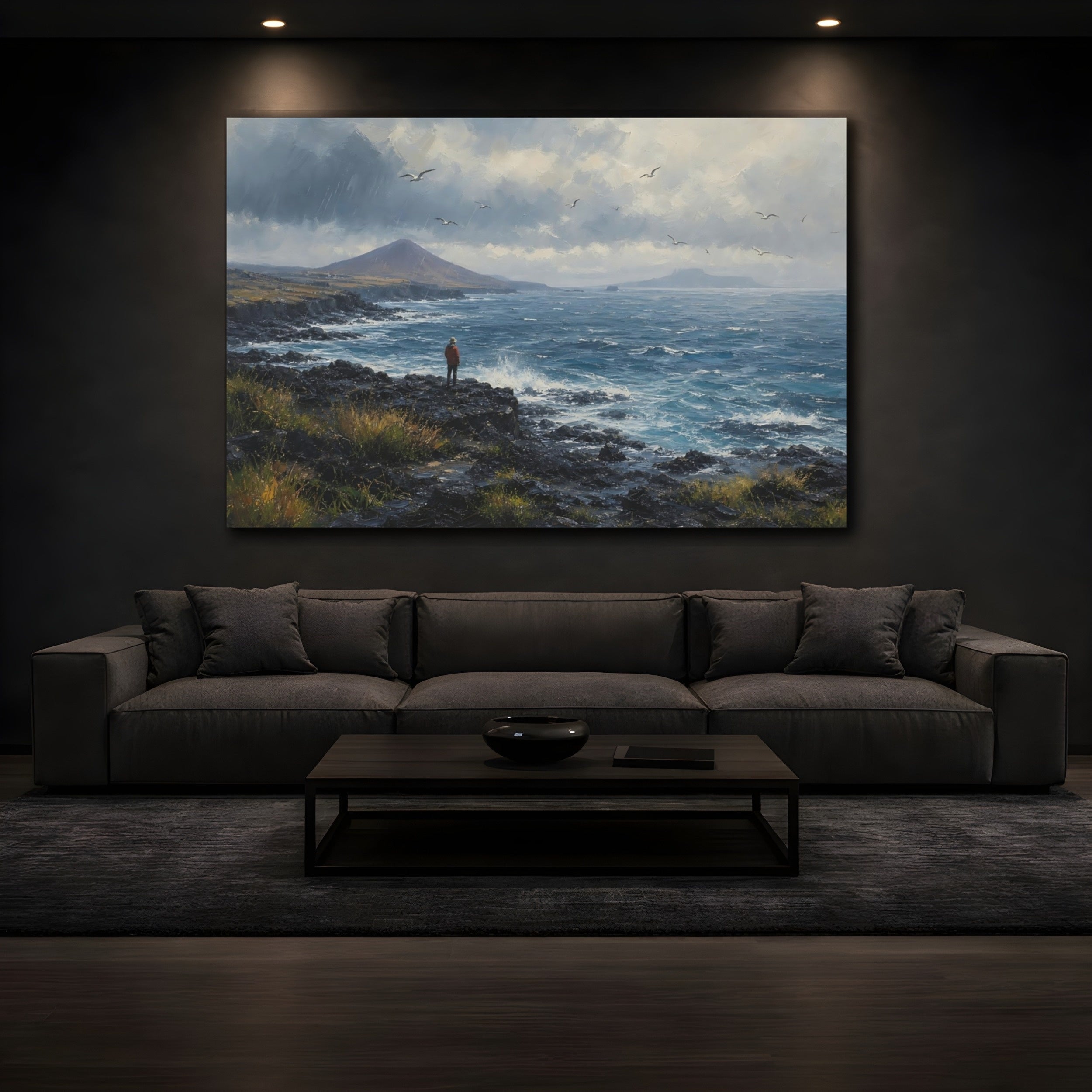 Mockup 3. Nature Rocky Coast Blue Coast shown as stretched canvas wall art