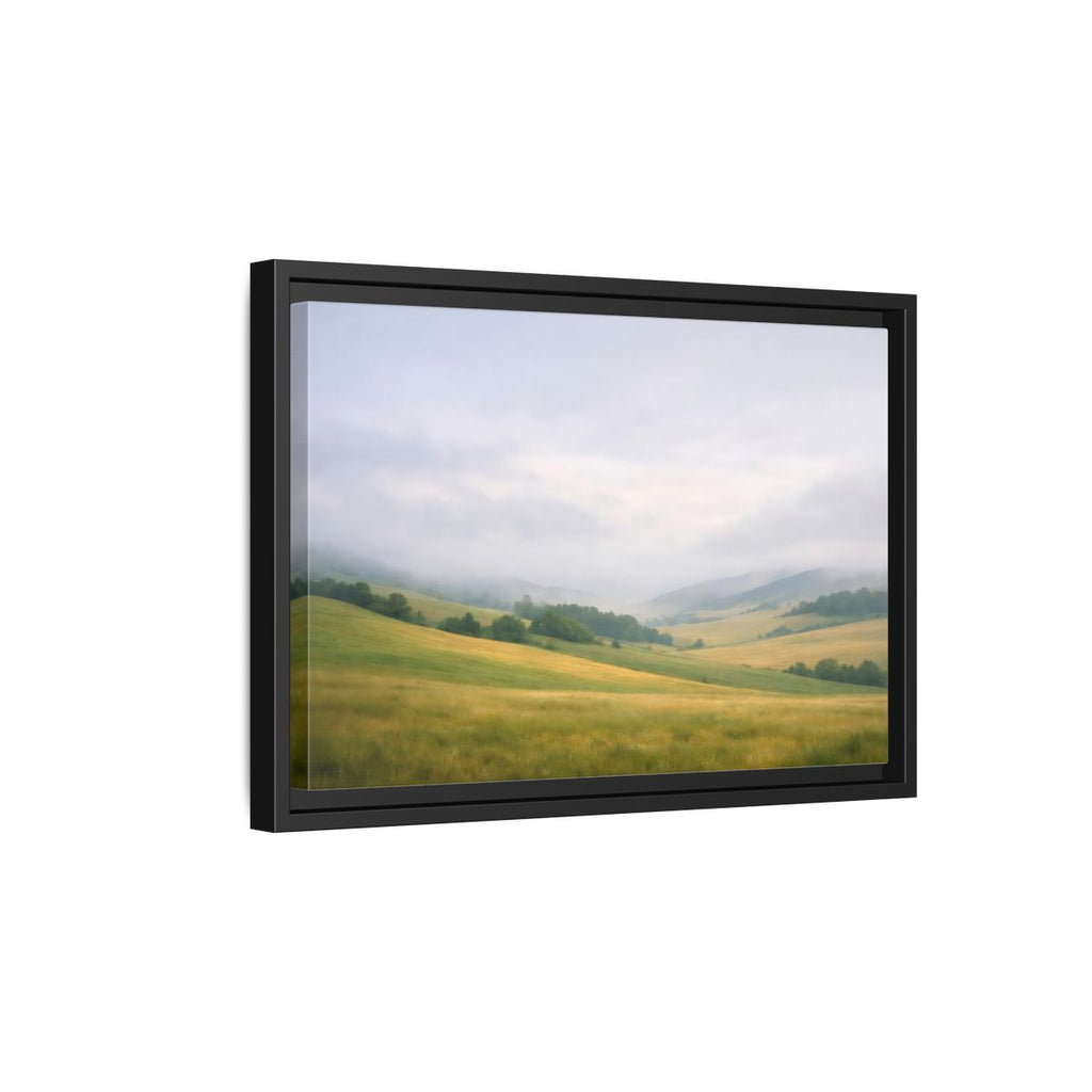 Side Mockup 6. Nature Rolling Hills Green And Grey shown as stretched canvas wall art