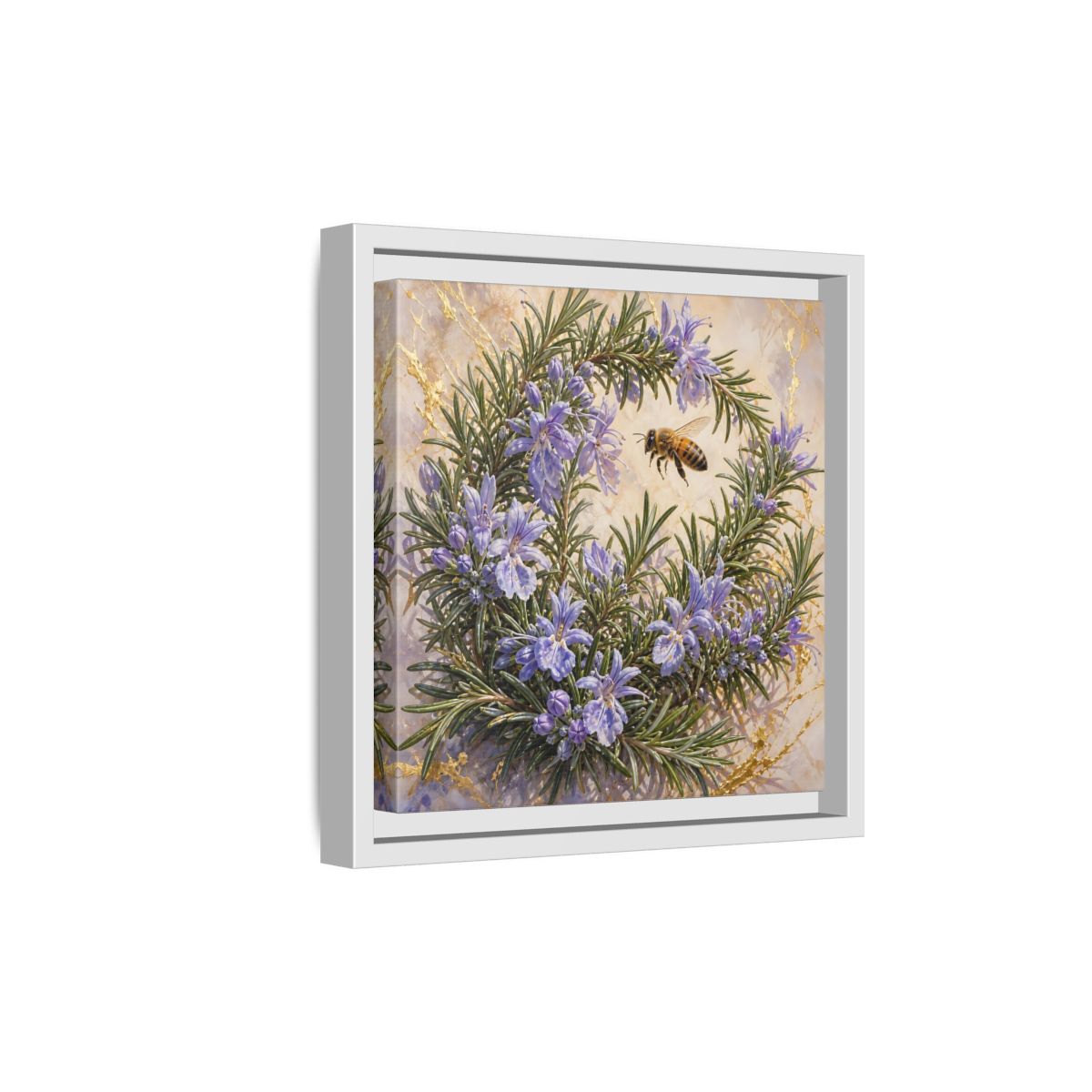Side Mockup 19. Nature Rosemary Bee Rosemary Bee shown as stretched canvas wall art