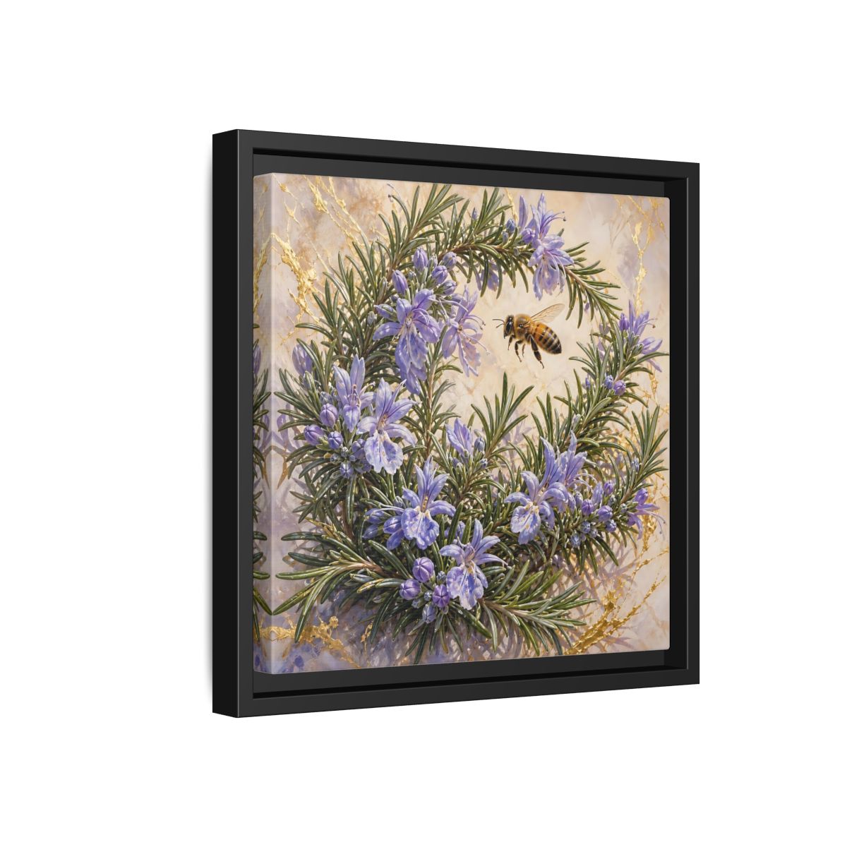 Side Mockup 18. Nature Rosemary Bee Rosemary Bee shown as stretched canvas wall art
