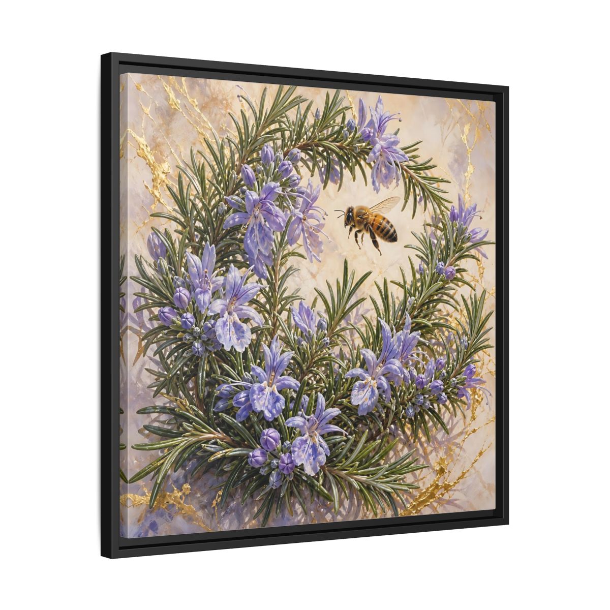 Side Mockup 31. Nature Rosemary Bee Rosemary Bee shown as stretched canvas wall art