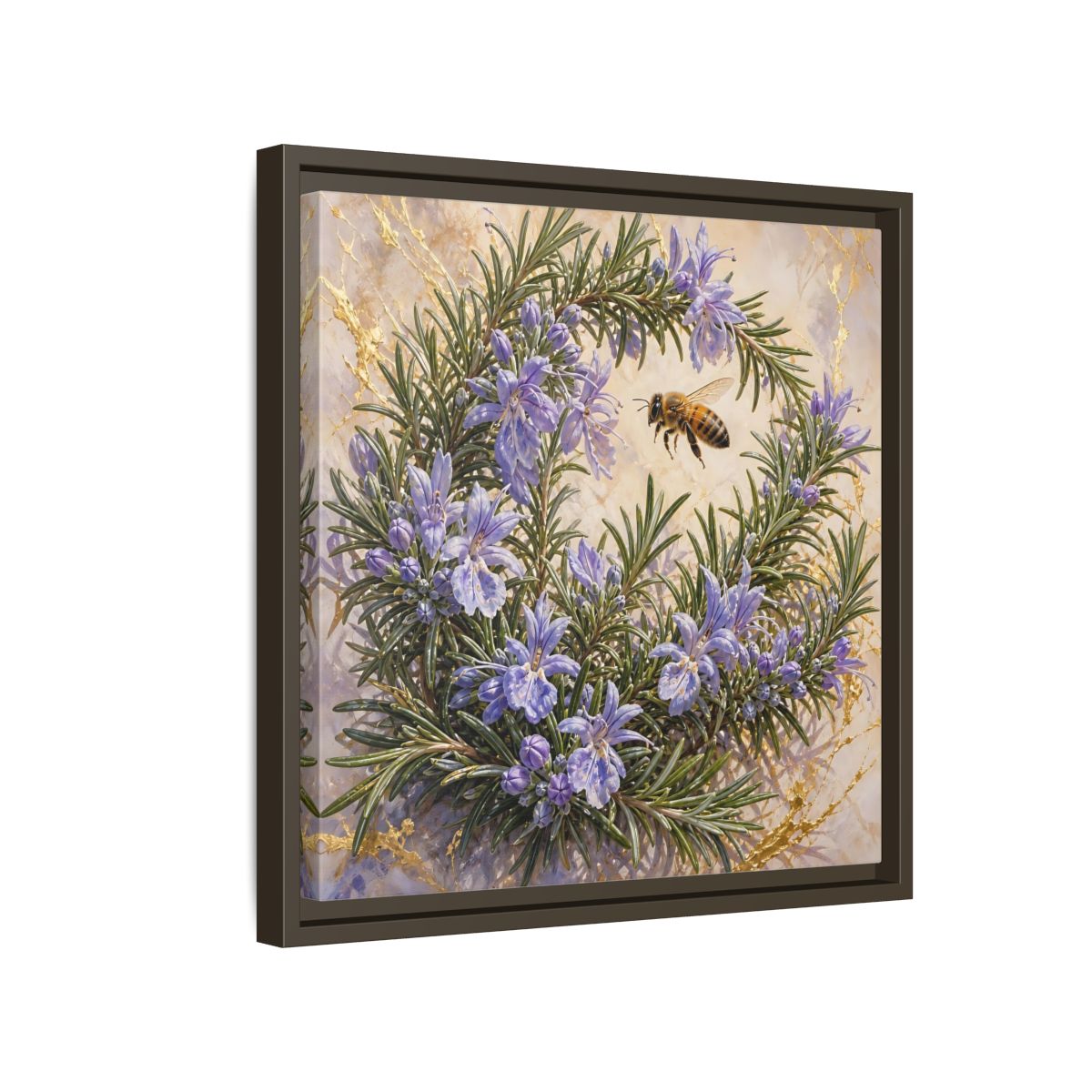 Side Mockup 14. Nature Rosemary Bee Rosemary Bee shown as stretched canvas wall art