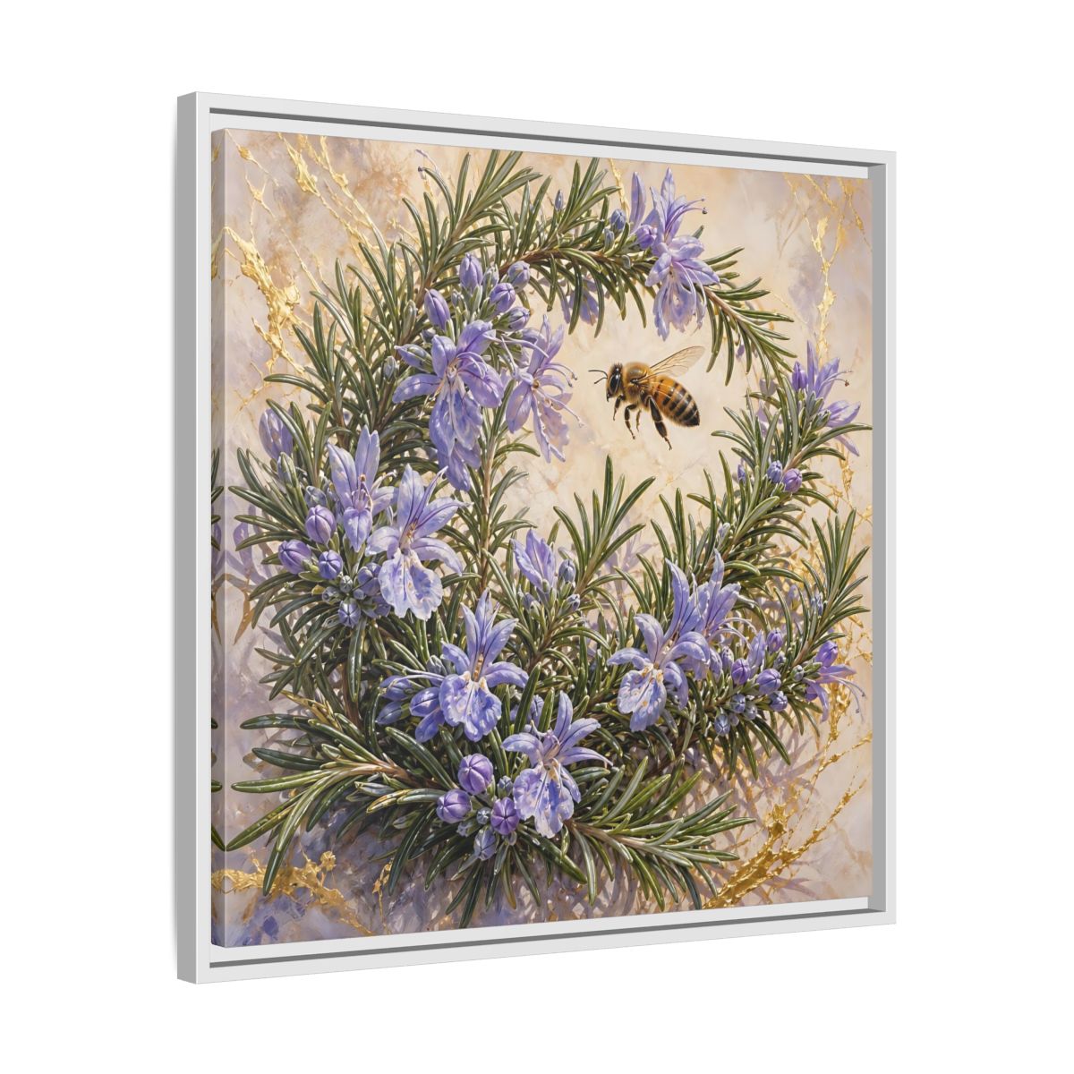 Side Mockup 26. Nature Rosemary Bee Rosemary Bee shown as stretched canvas wall art