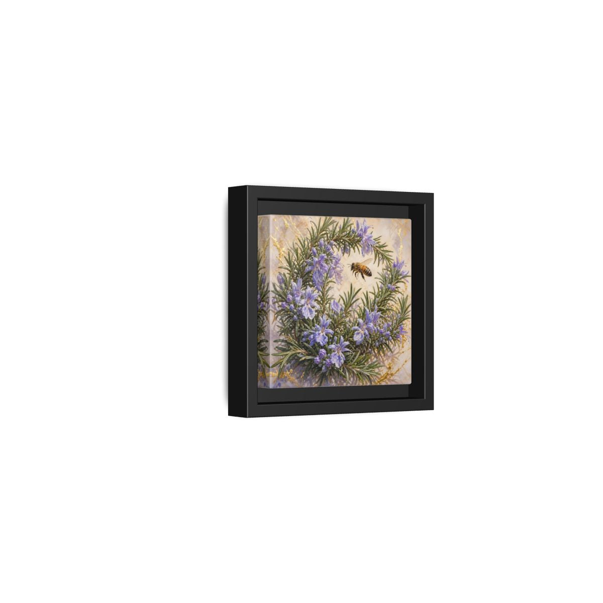 Side Mockup 24. Nature Rosemary Bee Rosemary Bee shown as stretched canvas wall art