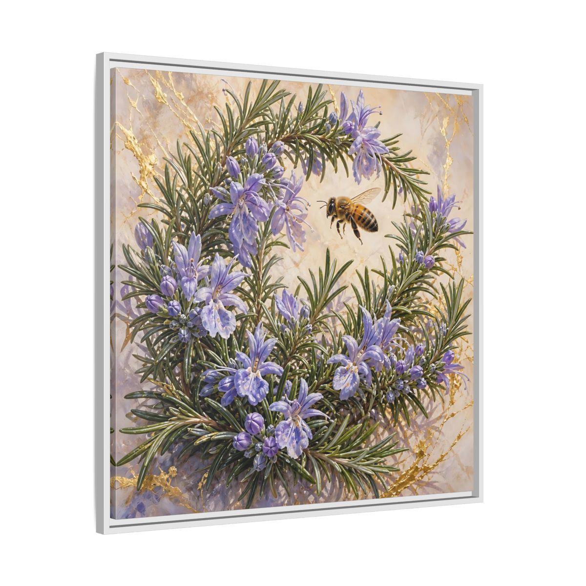 Side Mockup 25. Nature Rosemary Bee Rosemary Bee shown as stretched canvas wall art