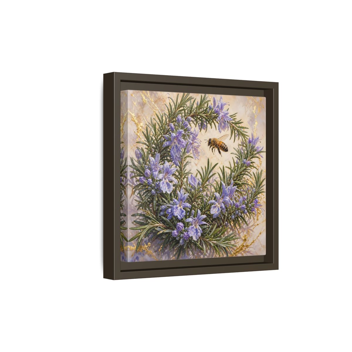 Side Mockup 20. Nature Rosemary Bee Rosemary Bee shown as stretched canvas wall art