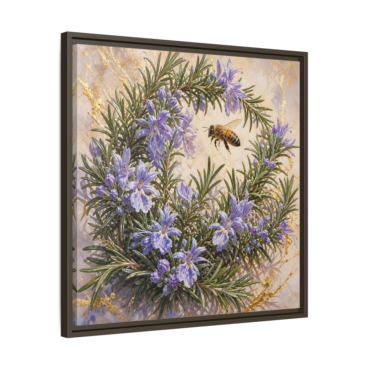 Side Mockup 27. Nature Rosemary Bee Rosemary Bee shown as stretched canvas wall art
