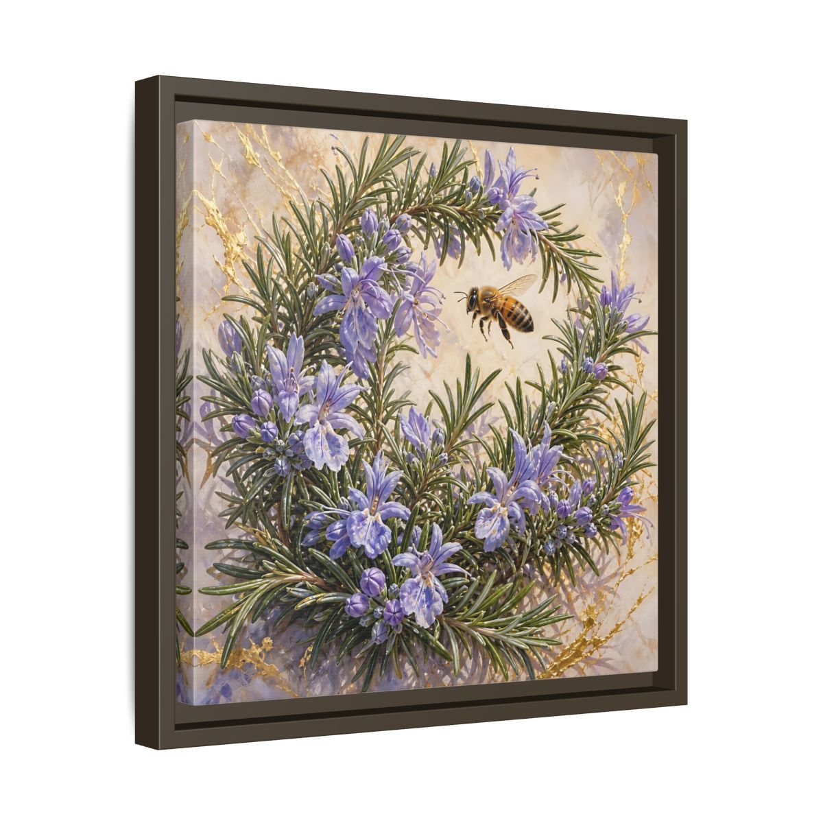 Side Mockup 29. Nature Rosemary Bee Rosemary Bee shown as stretched canvas wall art