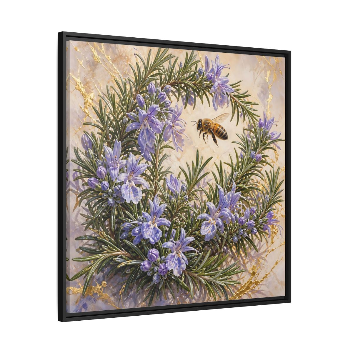 Side Mockup 30. Nature Rosemary Bee Rosemary Bee shown as stretched canvas wall art