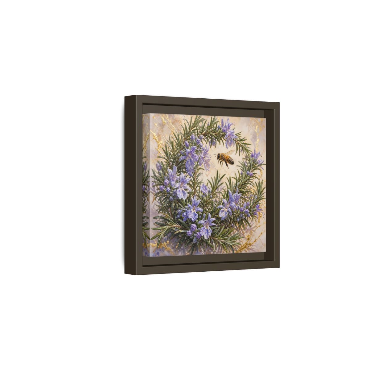 Side Mockup 2. Nature Rosemary Bee Rosemary Bee shown as stretched canvas wall art