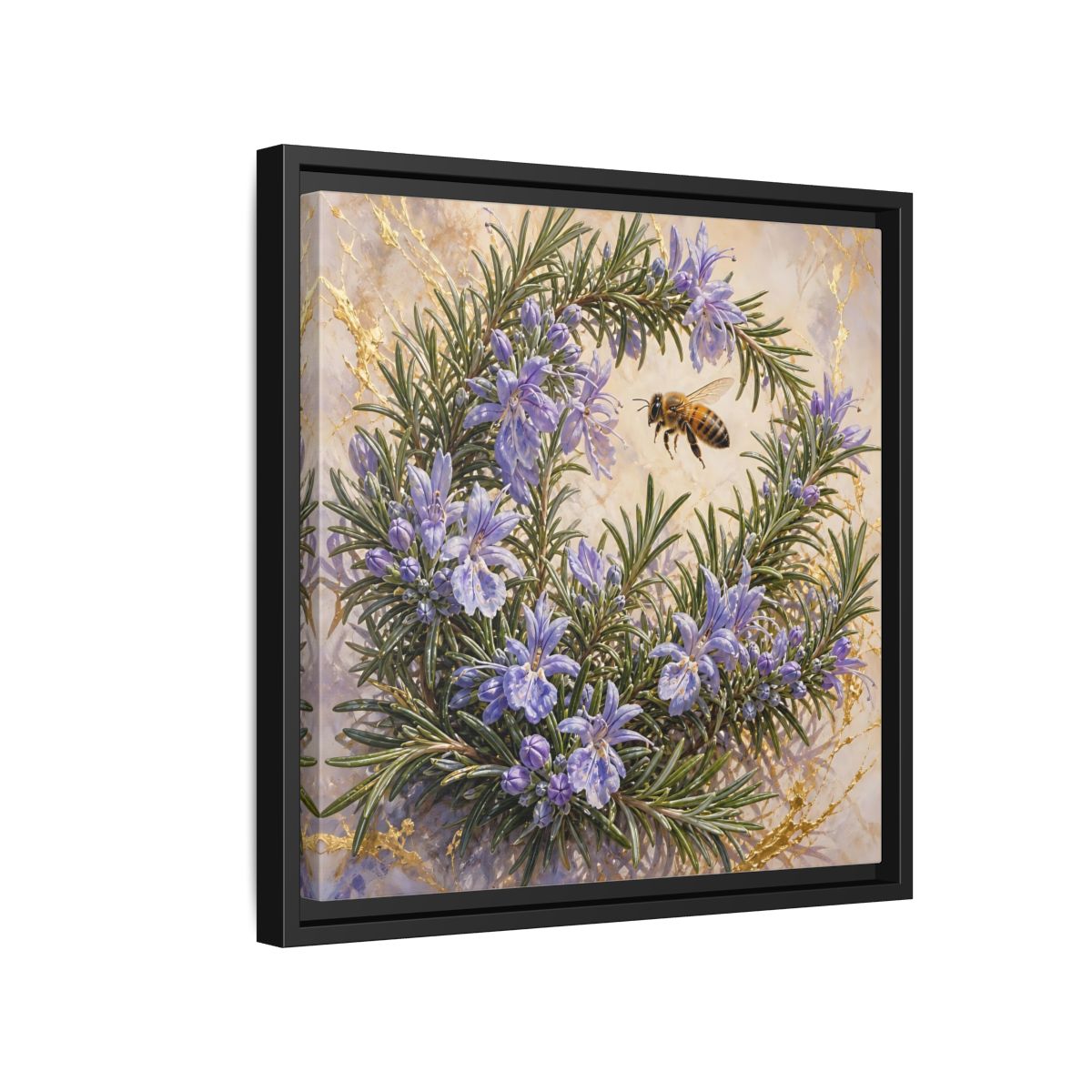Side Mockup 15. Nature Rosemary Bee Rosemary Bee shown as stretched canvas wall art