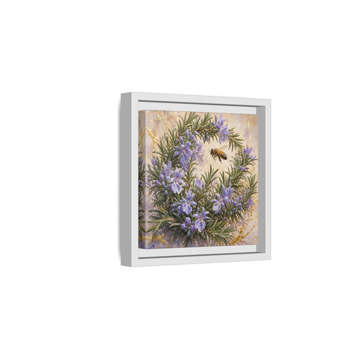 Side Mockup 1. Nature Rosemary Bee Rosemary Bee shown as stretched canvas wall art