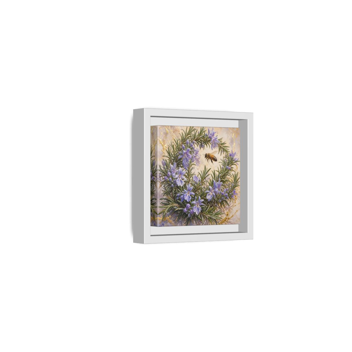 Side Mockup 22. Nature Rosemary Bee Rosemary Bee shown as stretched canvas wall art