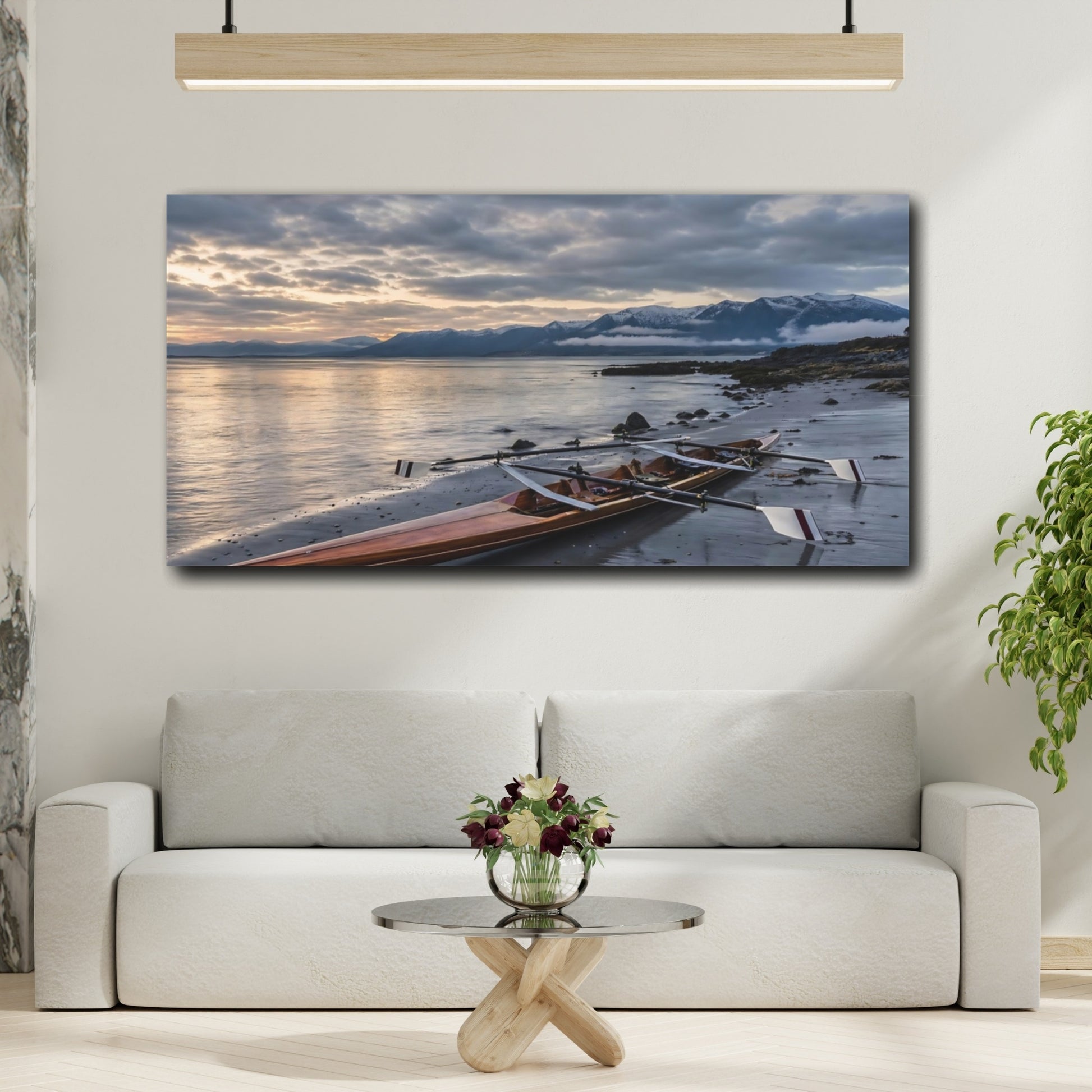 Mockup 2. Nature Rowboat Brown And Grey shown as canvas print