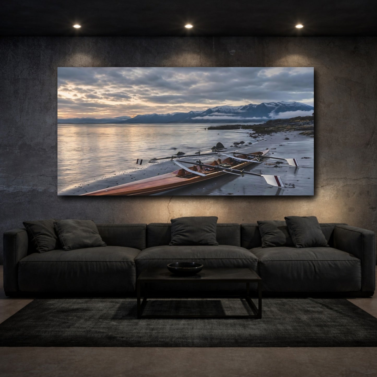 Mockup 3. Nature Rowboat Brown And Grey shown as canvas print