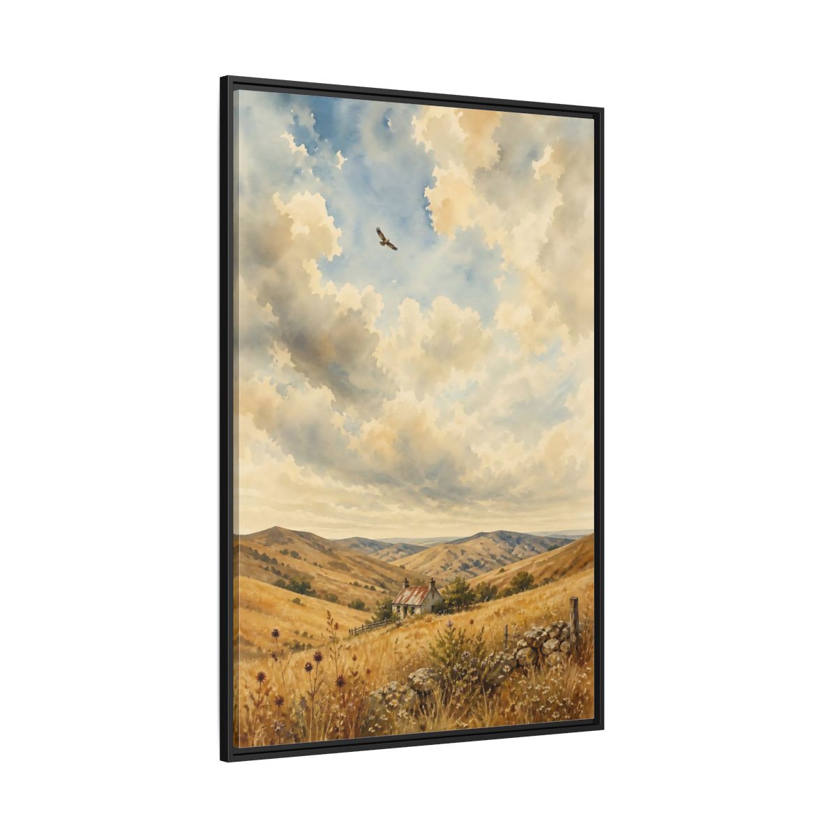 Side Mockup 12. Nature Rural Landscape Golden Landscape shown as stretched canvas wall art