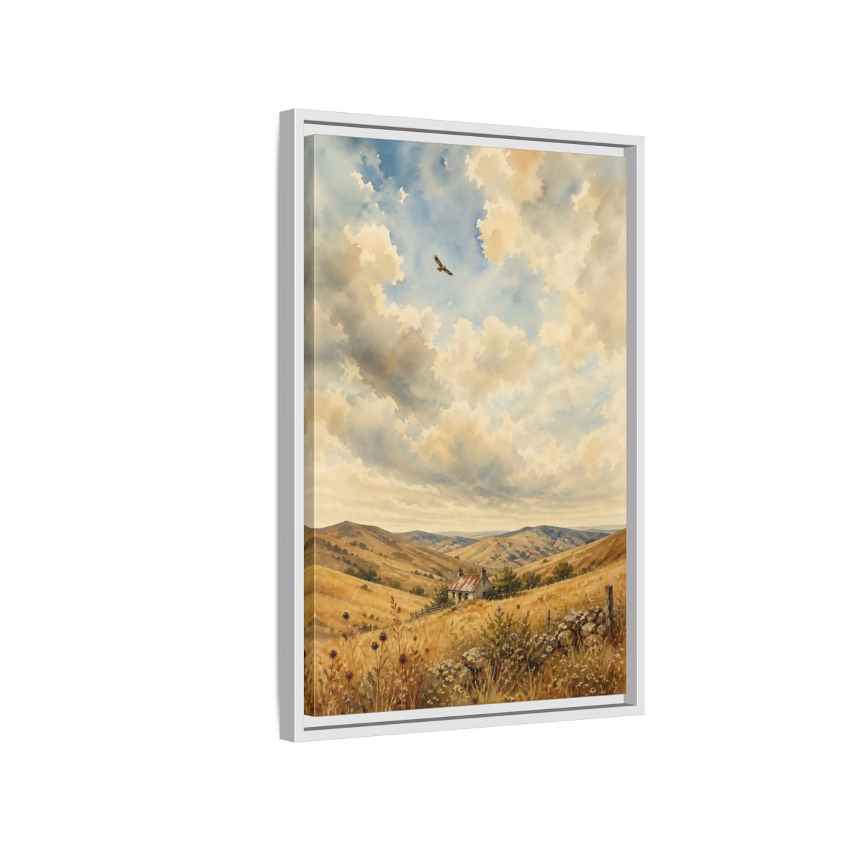 Side Mockup 1. Nature Rural Landscape Golden Landscape shown as stretched canvas wall art