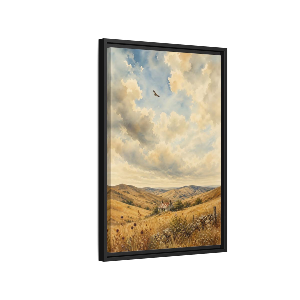 Side Mockup 3. Nature Rural Landscape Golden Landscape shown as stretched canvas wall art