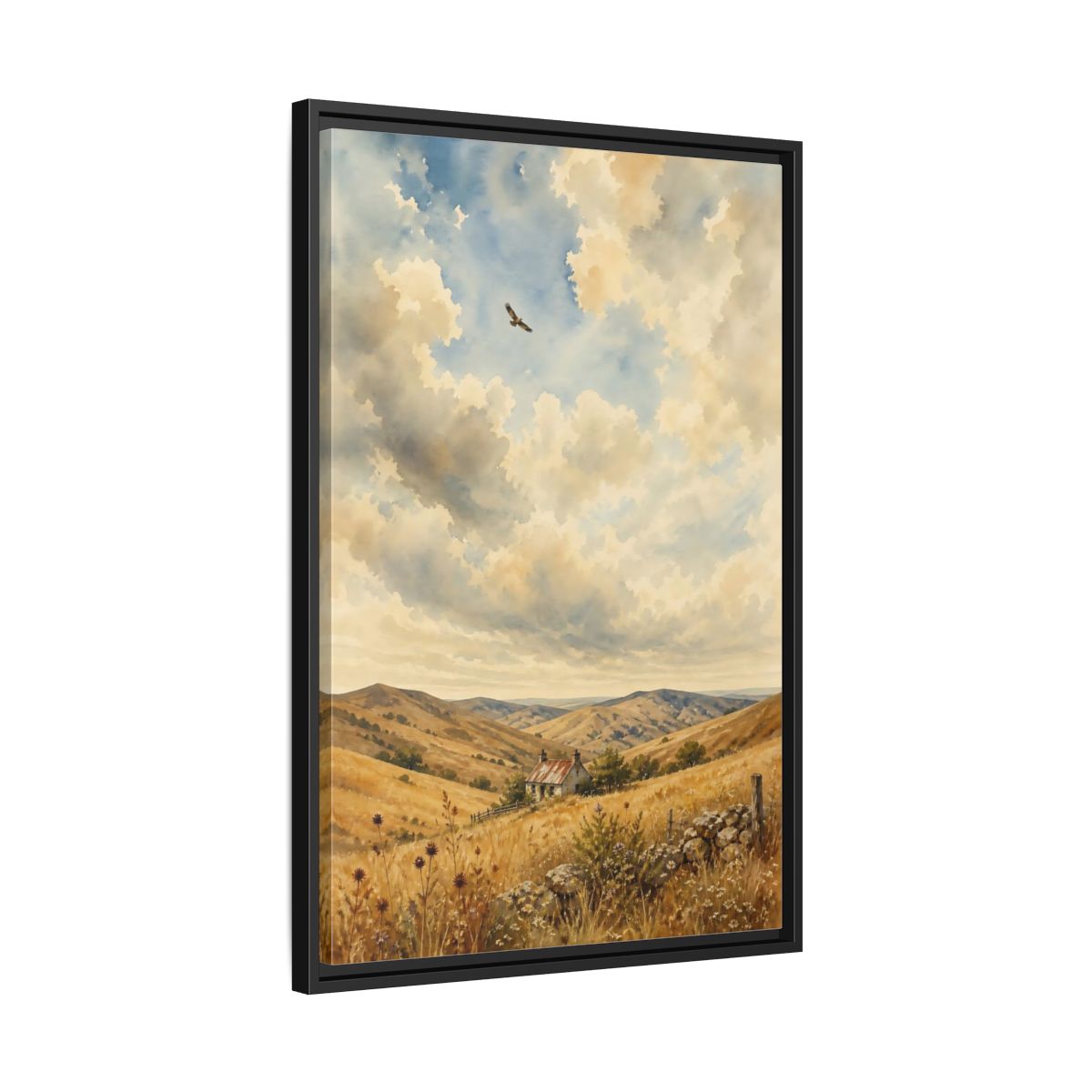 Side Mockup 14. Nature Rural Landscape Golden Landscape shown as stretched canvas wall art