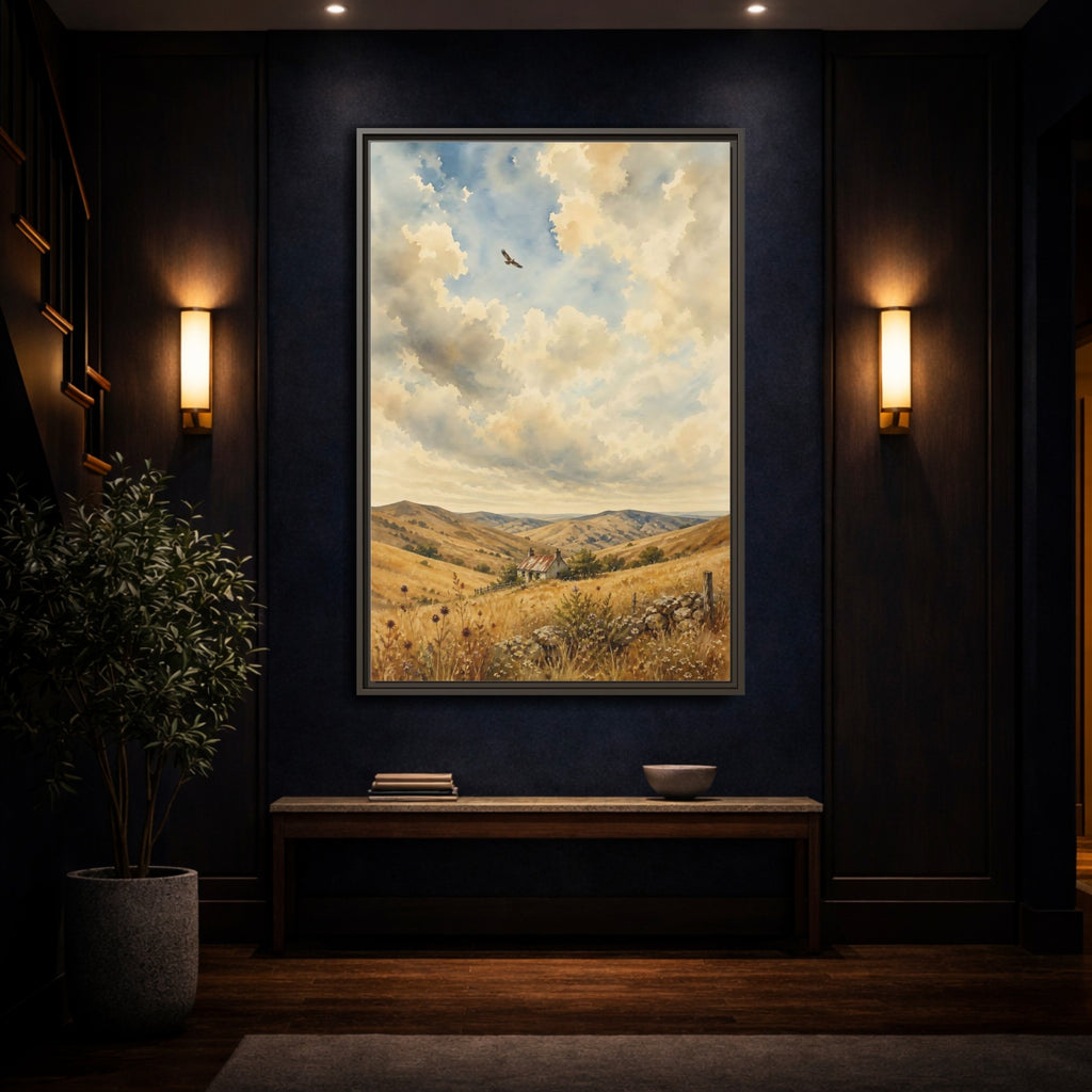 Mockup 4. Nature Rural Landscape Golden Landscape shown as stretched canvas wall art