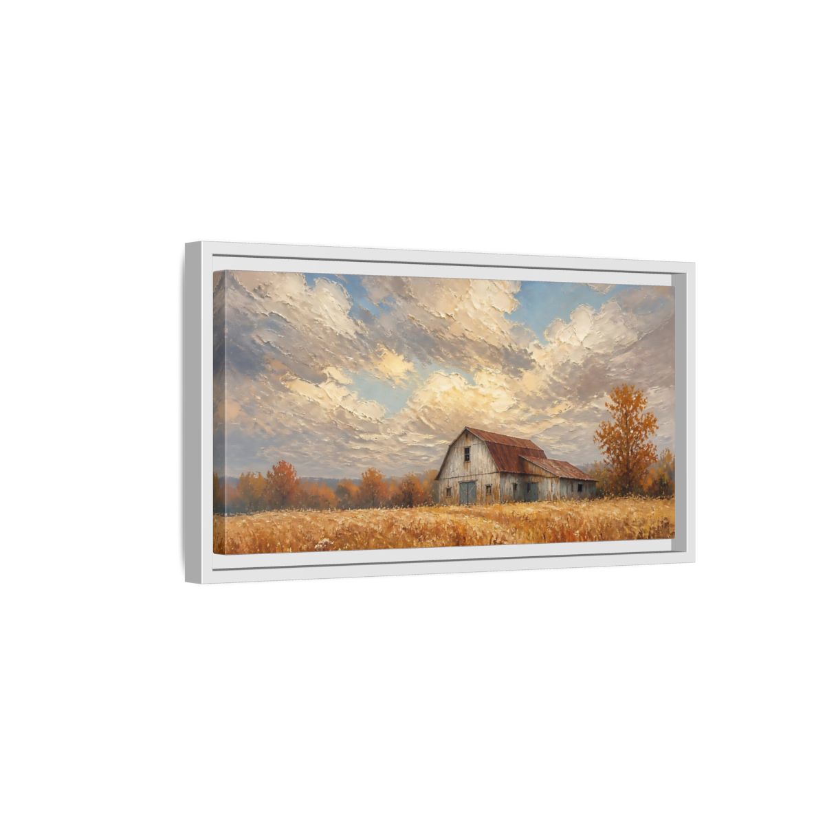 Side Mockup 6. Nature Rustic Barn Autumn Barn Landscape shown as stretched canvas wall art