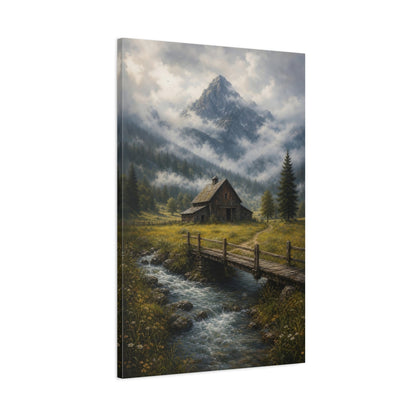 Main Mockup. Nature Rustic Barn Misty Mountain Barn shown as stretched canvas wall art